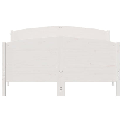 Bed Frame without Mattress White 150x200 cm King Size Solid Wood Pine