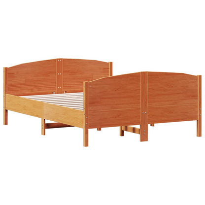Bed Frame without Mattress Wax Brown 140x200 cm Solid Wood Pine