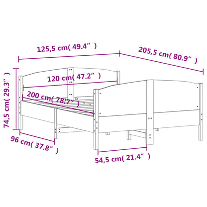 Bed Frame without Mattress 120x200 cm Solid Wood Pine