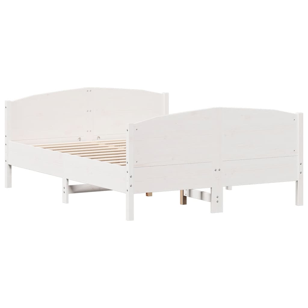 Bed Frame without Mattress White 140x190 cm Solid Wood Pine