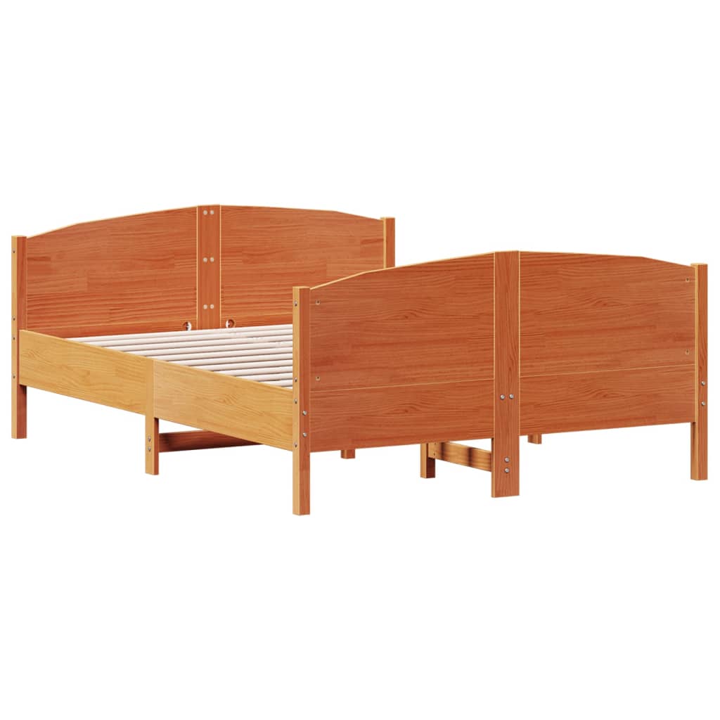 Bed Frame without Mattress Wax Brown 140x190 cm Solid Wood Pine