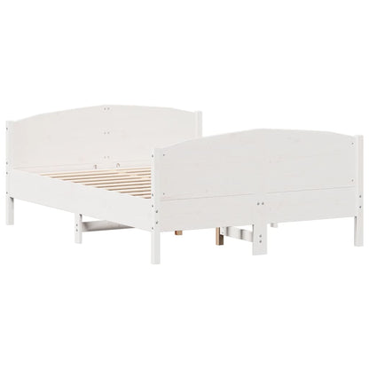 Bed Frame without Mattress White 135x190 cm Double Solid Wood Pine