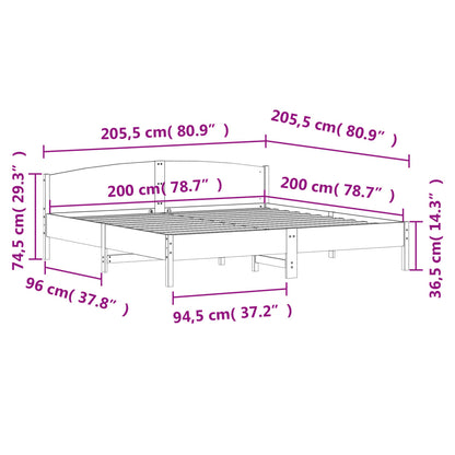Bed Frame without Mattress 200x200 cm Solid Wood Pine