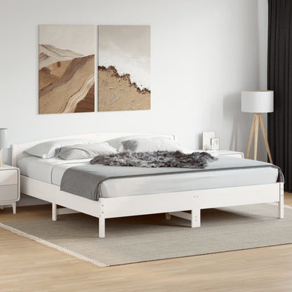 Bed Frame without Mattress White 200x200 cm Solid Wood Pine