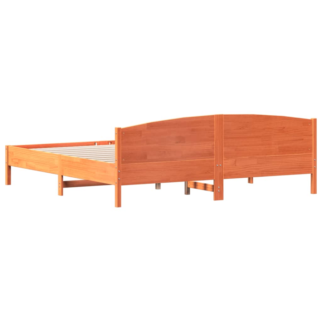 Bed Frame without Mattress Wax Brown 200x200 cm Solid Wood Pine