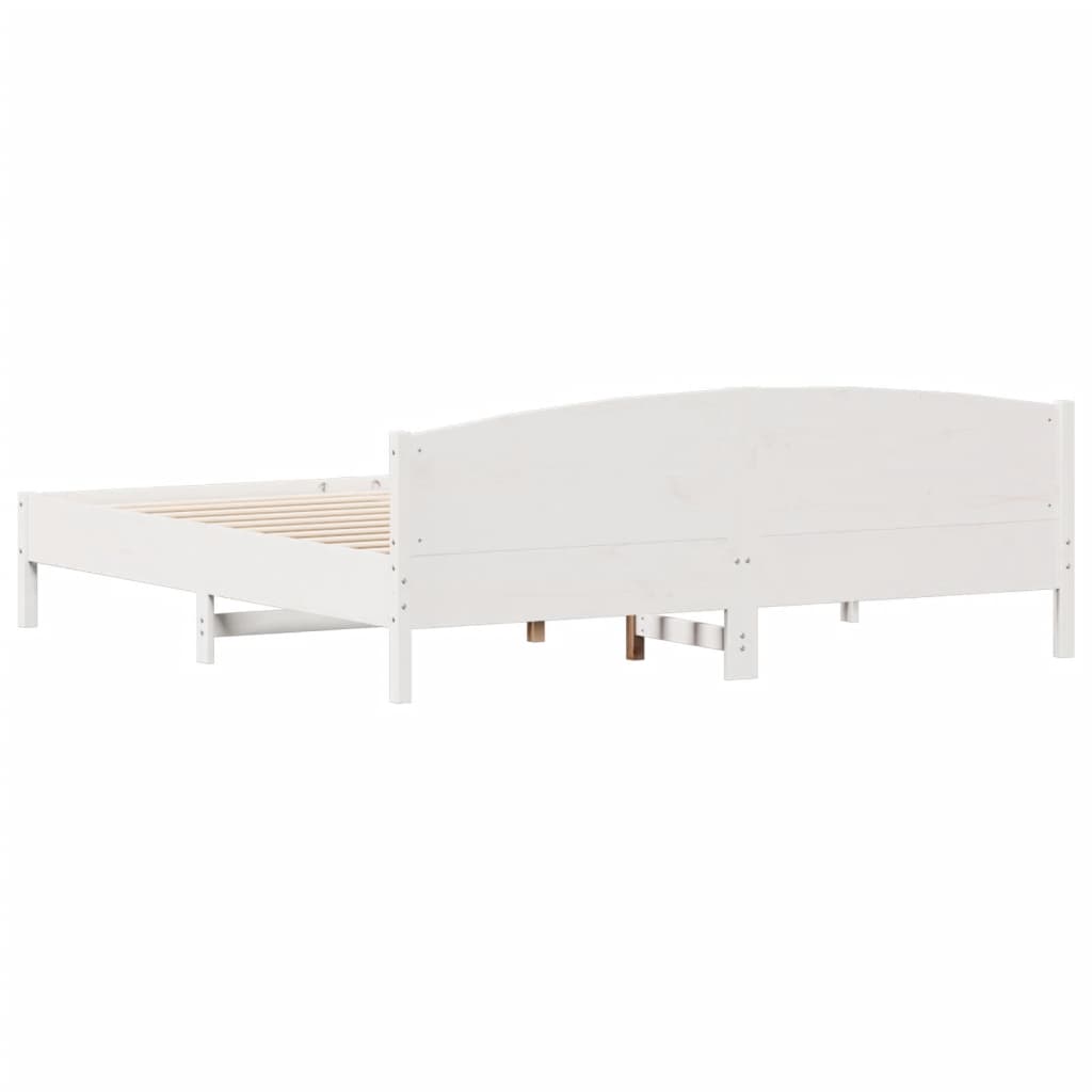 Bed Frame without Mattress White 180x200 cm Super King Solid Wood Pine