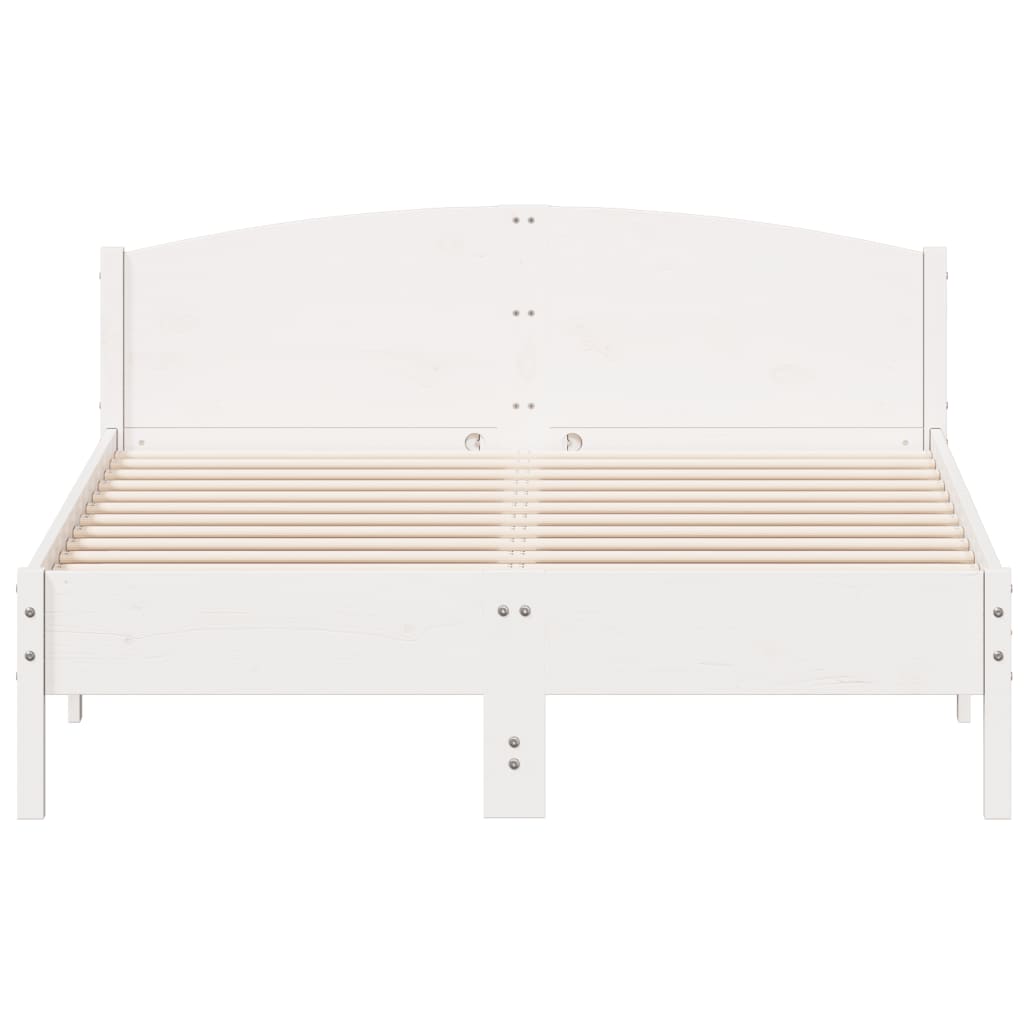 Bed Frame without Mattress White 150x200 cm King Size Solid Wood Pine