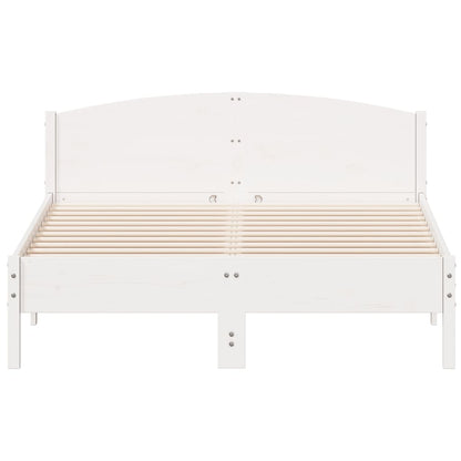 Bed Frame without Mattress White 150x200 cm King Size Solid Wood Pine