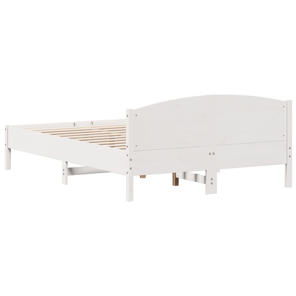 Bed Frame without Mattress White 150x200 cm King Size Solid Wood Pine