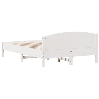 Bed Frame without Mattress White 150x200 cm King Size Solid Wood Pine