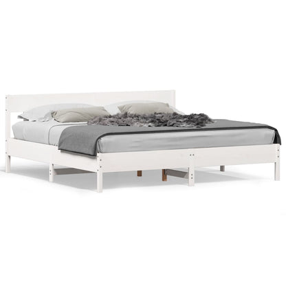 Bed Frame without Mattress White 200x200 cm Solid Wood Pine