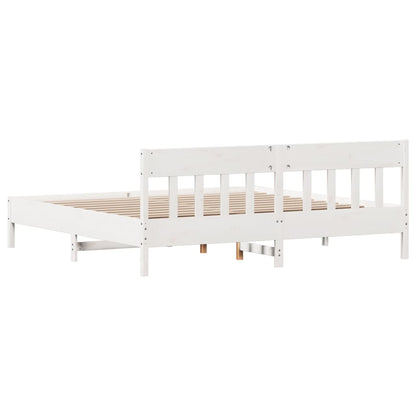 Bed Frame without Mattress White 200x200 cm Solid Wood Pine