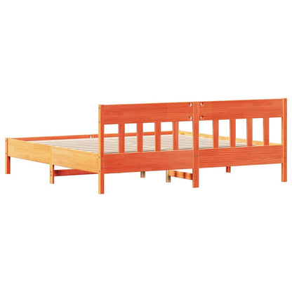 Bed Frame without Mattress Wax Brown 200x200 cm Solid Wood Pine