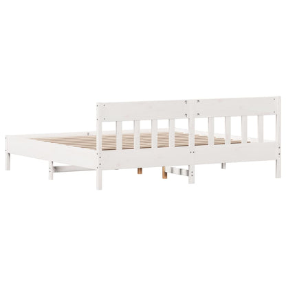 Bed Frame without Mattress White 180x200 cm Super King Solid Wood Pine