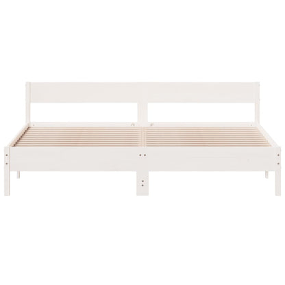 Bed Frame without Mattress White 200x200 cm Solid Wood Pine