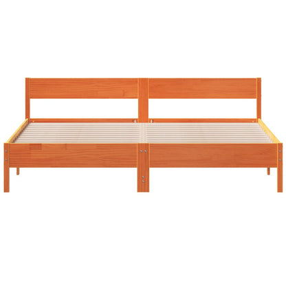 Bed Frame without Mattress Wax Brown 200x200 cm Solid Wood Pine