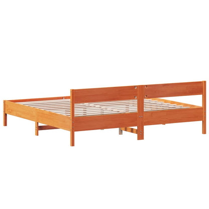 Bed Frame without Mattress Wax Brown 200x200 cm Solid Wood Pine