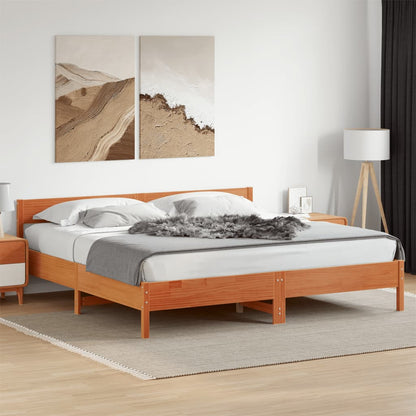Bed Frame without Mattress Wax Brown 200x200 cm Solid Wood Pine