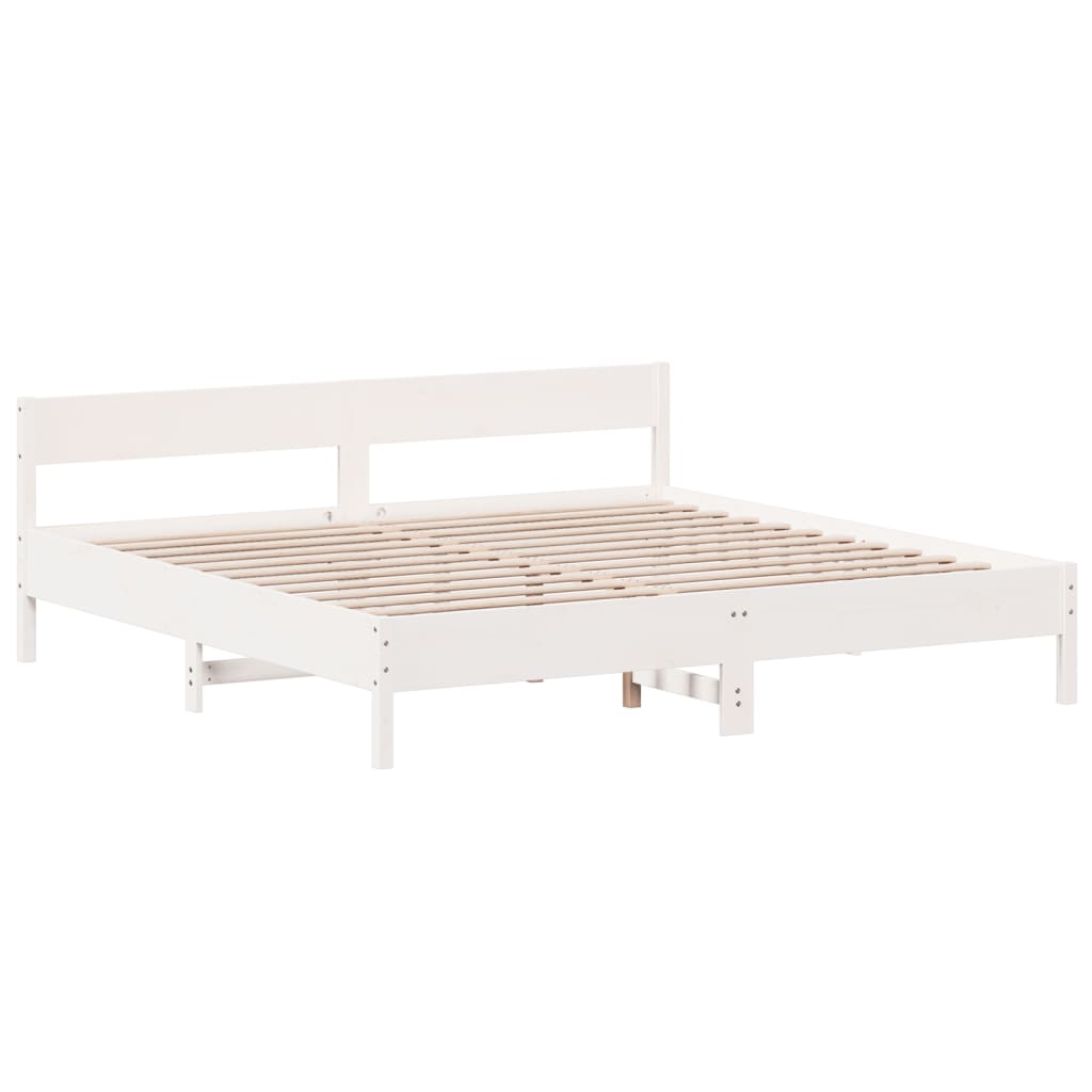 Bed Frame without Mattress White 180x200 cm Super King Solid Wood Pine