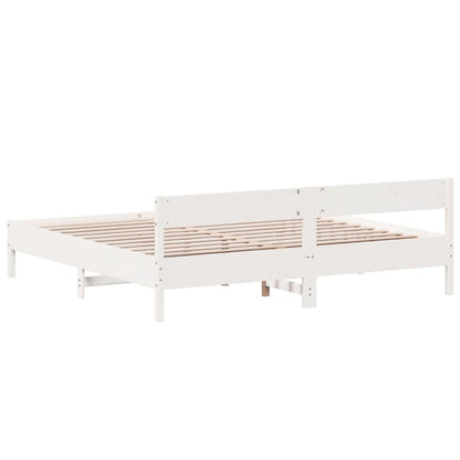 Bed Frame without Mattress White 180x200 cm Super King Solid Wood Pine