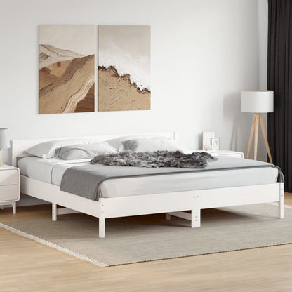 Bed Frame without Mattress White 180x200 cm Super King Solid Wood Pine