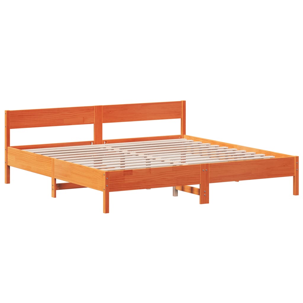 Bed Frame without Mattress Wax Brown 180x200 cm Super King Solid Wood Pine