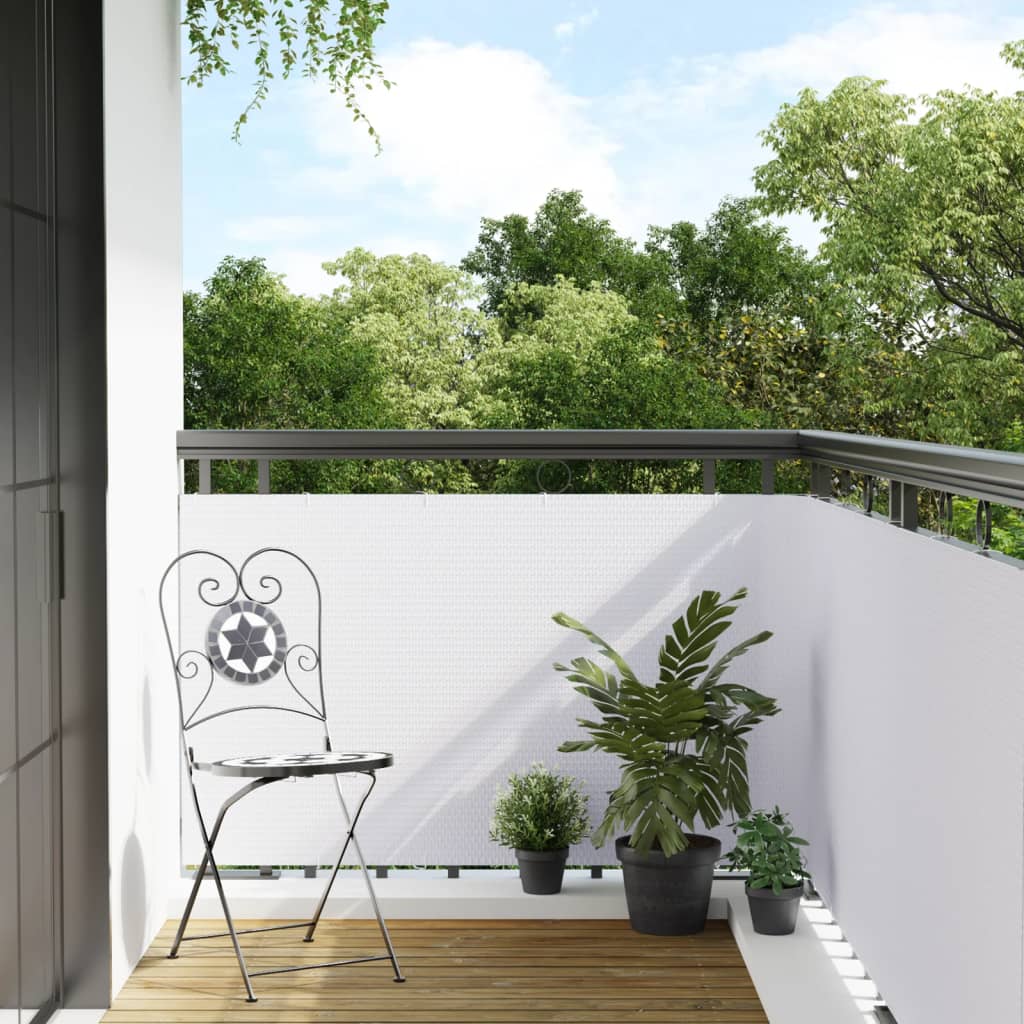 Balcony Screen White 1000x80 cm Poly Rattan