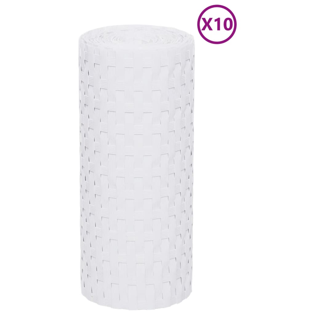 Balcony Screens 10 pcs White 255x19 cm Poly Rattan