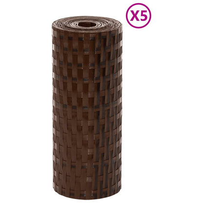 Balcony Screens 5 pcs Brown and Black 255x19 cm Poly Rattan