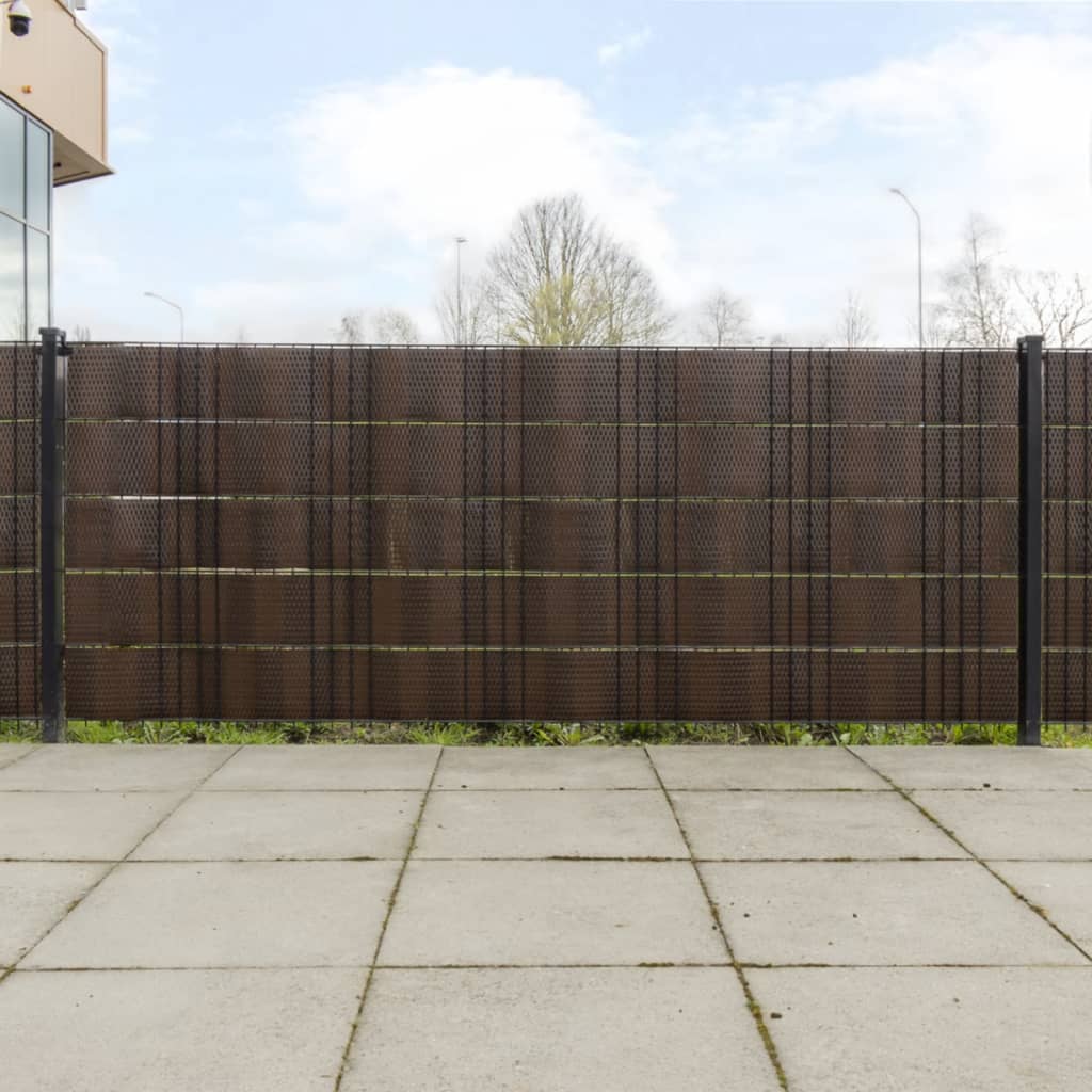 Balcony Screens 5 pcs Brown and Black 255x19 cm Poly Rattan