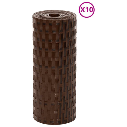 Balcony Screens 10 pcs Brown and Black 255x19 cm Poly Rattan