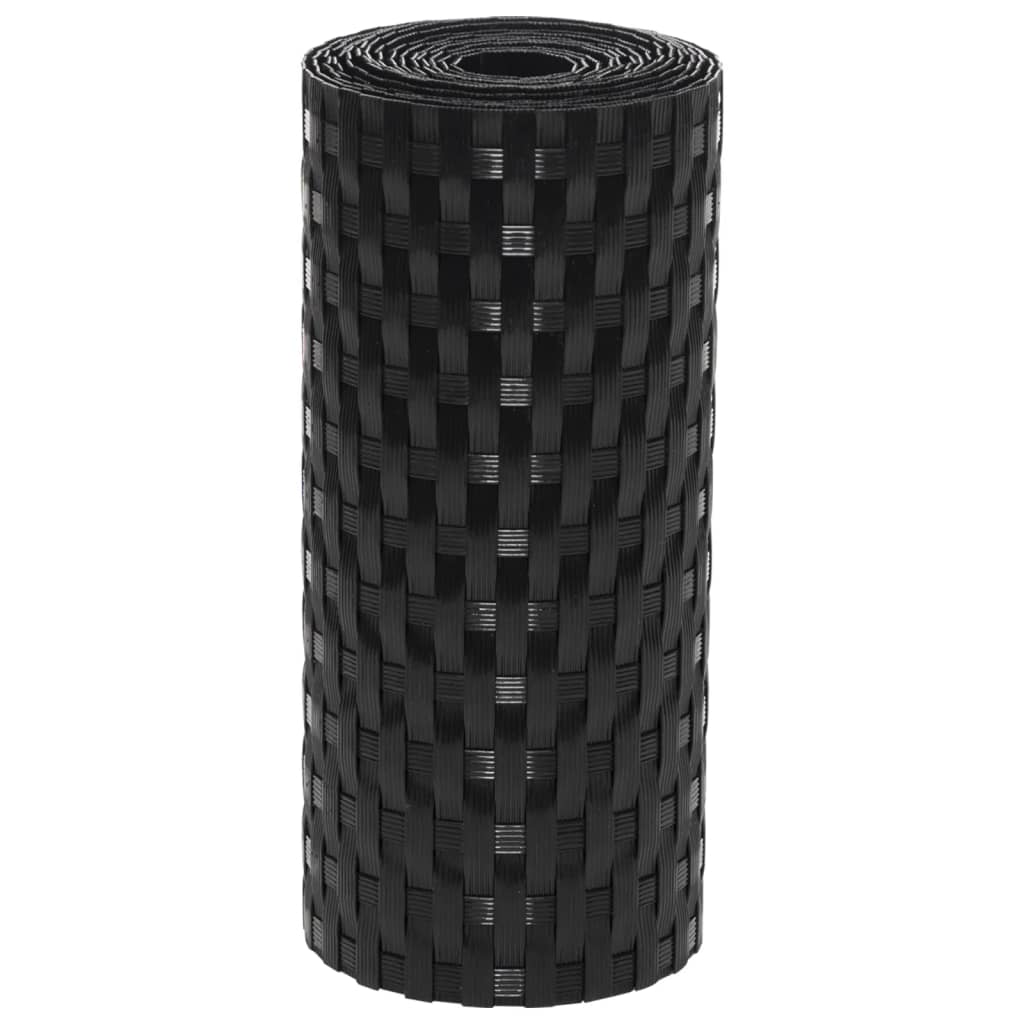 Balcony Screens 10 pcs Black 255x19 cm Poly Rattan