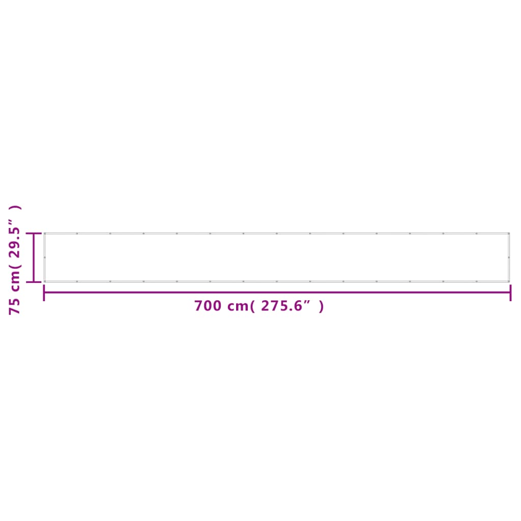 Balcony Screen White 75x700 cm 100% Polyester Oxford