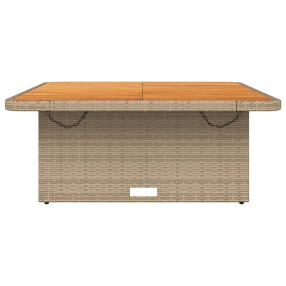 Garden Table Beige 110x110x71 cm Poly Rattan and Acacia Wood