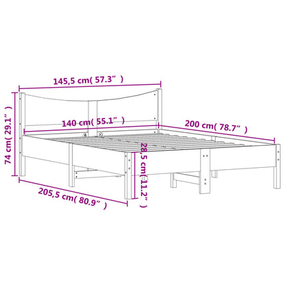 Bed Frame without Mattress 140x200 cm Solid Wood Pine