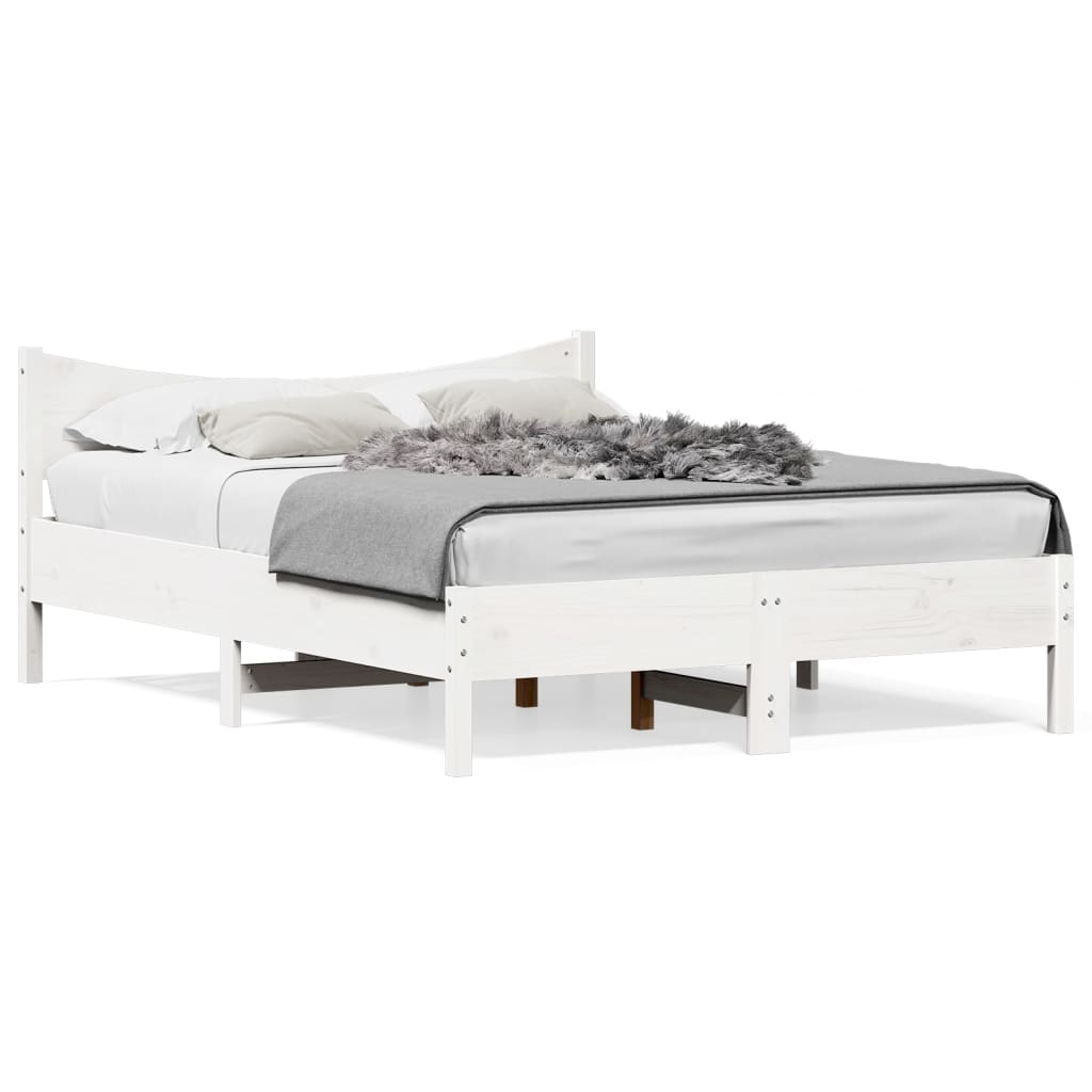 Bed Frame without Mattress White 120x200 cm Solid Wood Pine