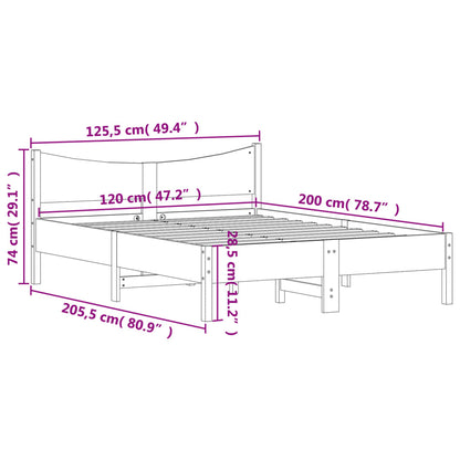 Bed Frame without Mattress Wax Brown 120x200 cm Solid Wood Pine