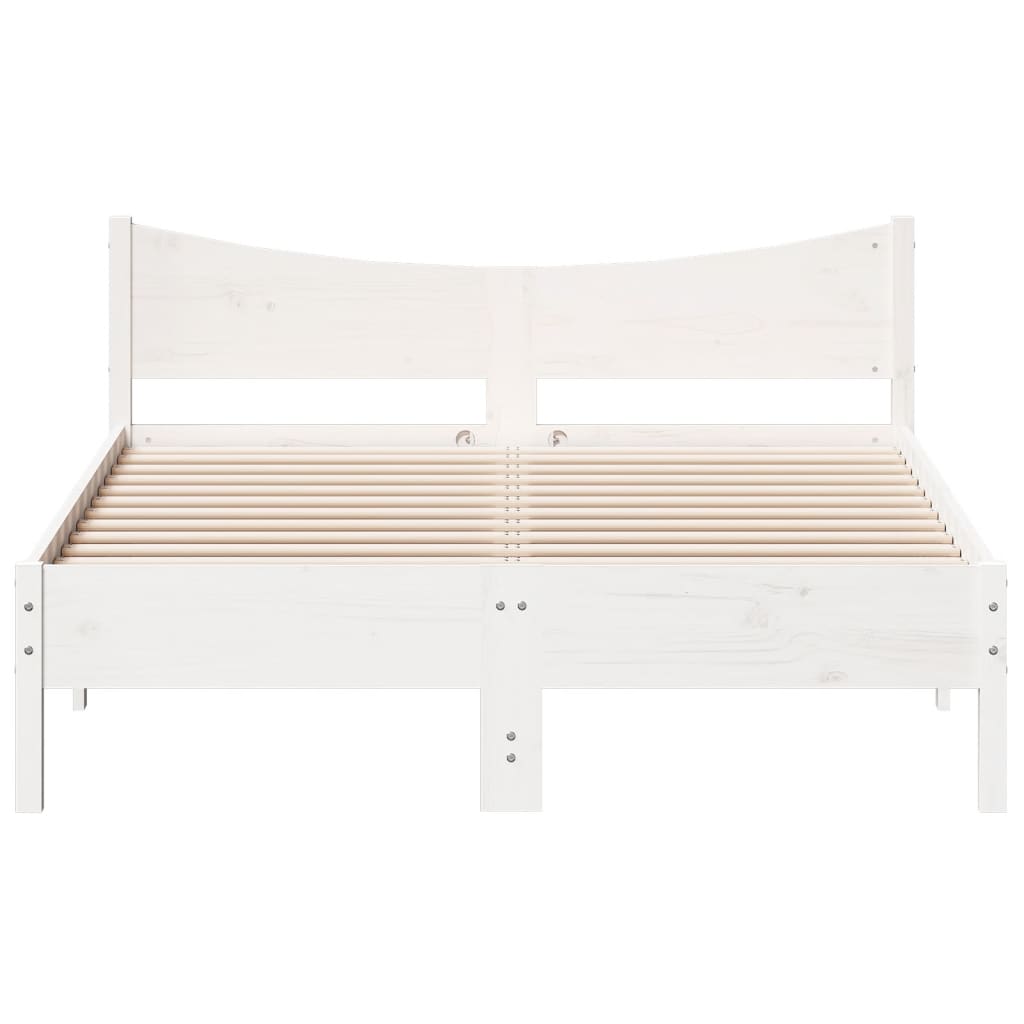 Bed Frame without Mattress White 135x190 cm Double Solid Wood Pine