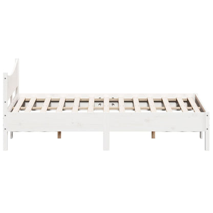 Bed Frame without Mattress White 135x190 cm Double Solid Wood Pine