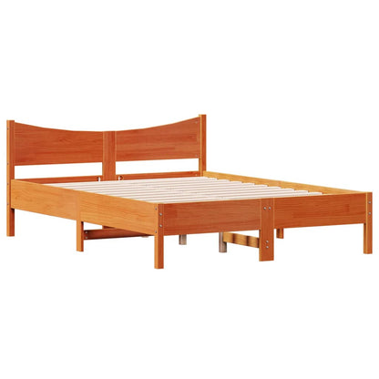 Bed Frame without Mattress Wax Brown 135x190 cm Double Solid Wood Pine