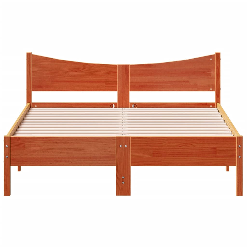 Bed Frame without Mattress Wax Brown 120x190 cm Small Double Solid Wood Pine