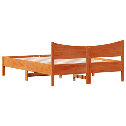 Bed Frame without Mattress Wax Brown 120x190 cm Small Double Solid Wood Pine