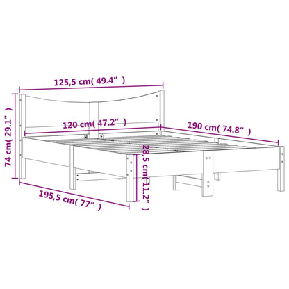 Bed Frame without Mattress Wax Brown 120x190 cm Small Double Solid Wood Pine