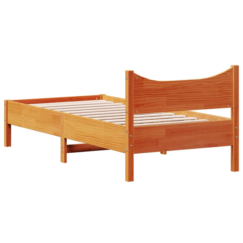 Bed Frame without Mattress Wax Brown 75x190 cm Small Single Solid Wood Pine