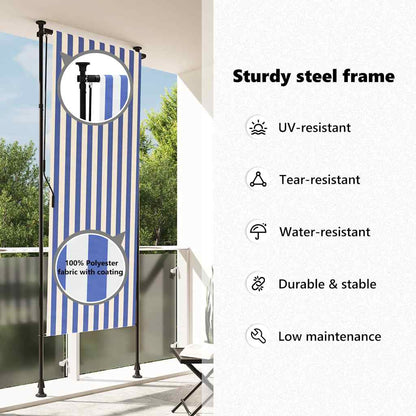 Outdoor Roller Blind Blue and White 120x270 cm Fabric&Steel