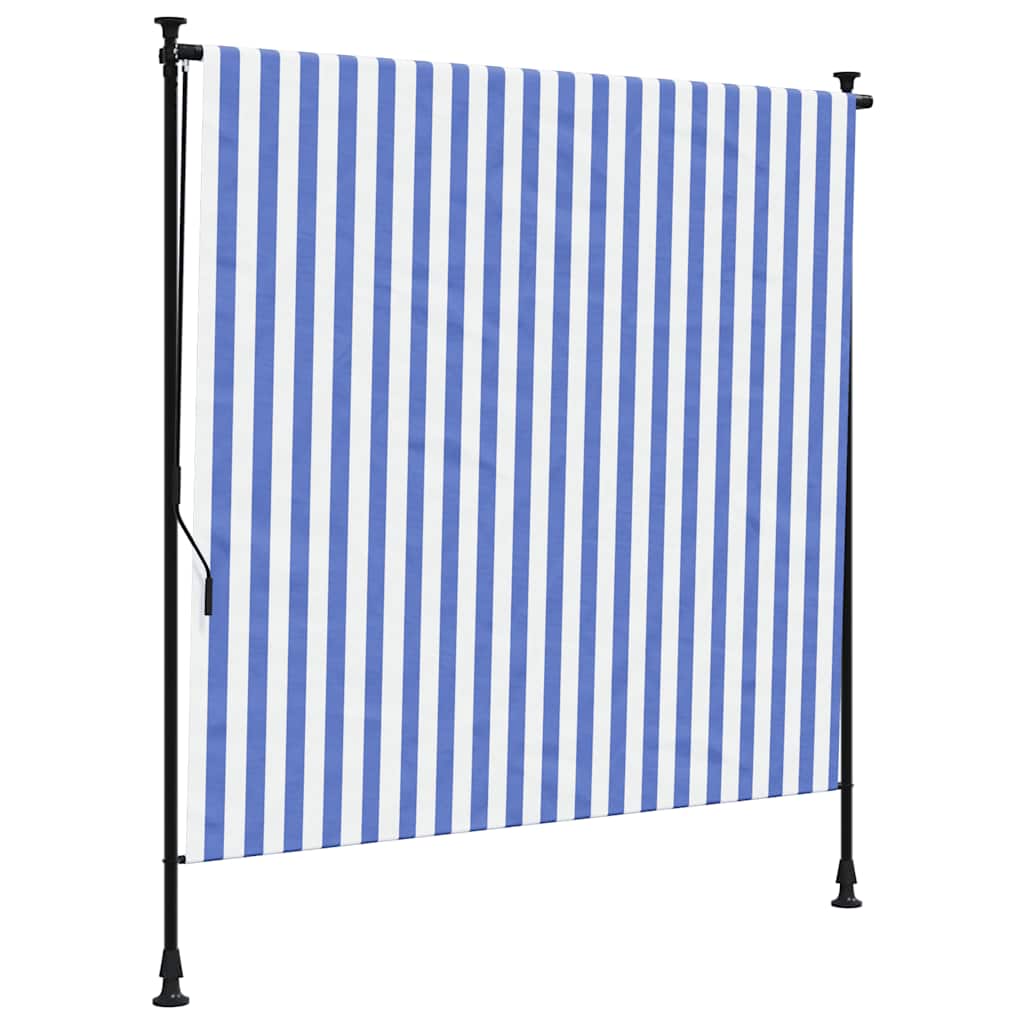 Outdoor Roller Blind Blue and White 150x270 cm Fabric&Steel