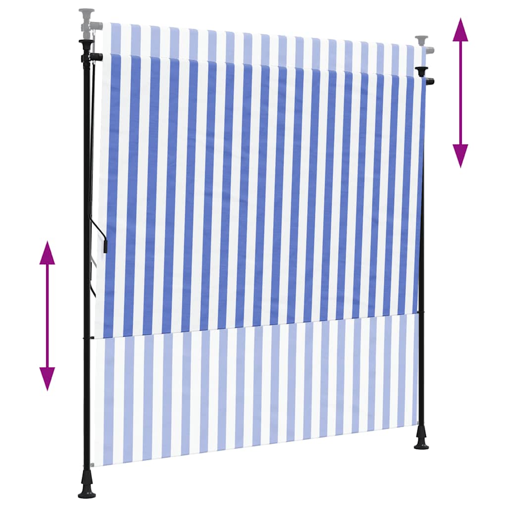 Outdoor Roller Blind Blue and White 150x270 cm Fabric&Steel
