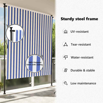 Outdoor Roller Blind Blue and White 150x270 cm Fabric&Steel