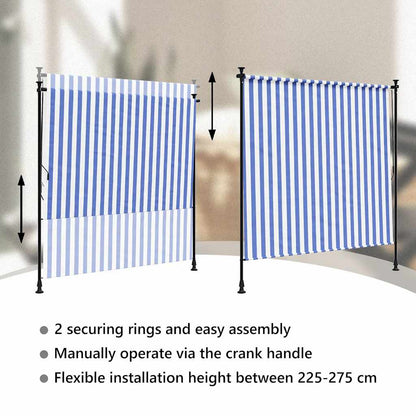 Outdoor Roller Blind Blue and White 150x270 cm Fabric&Steel