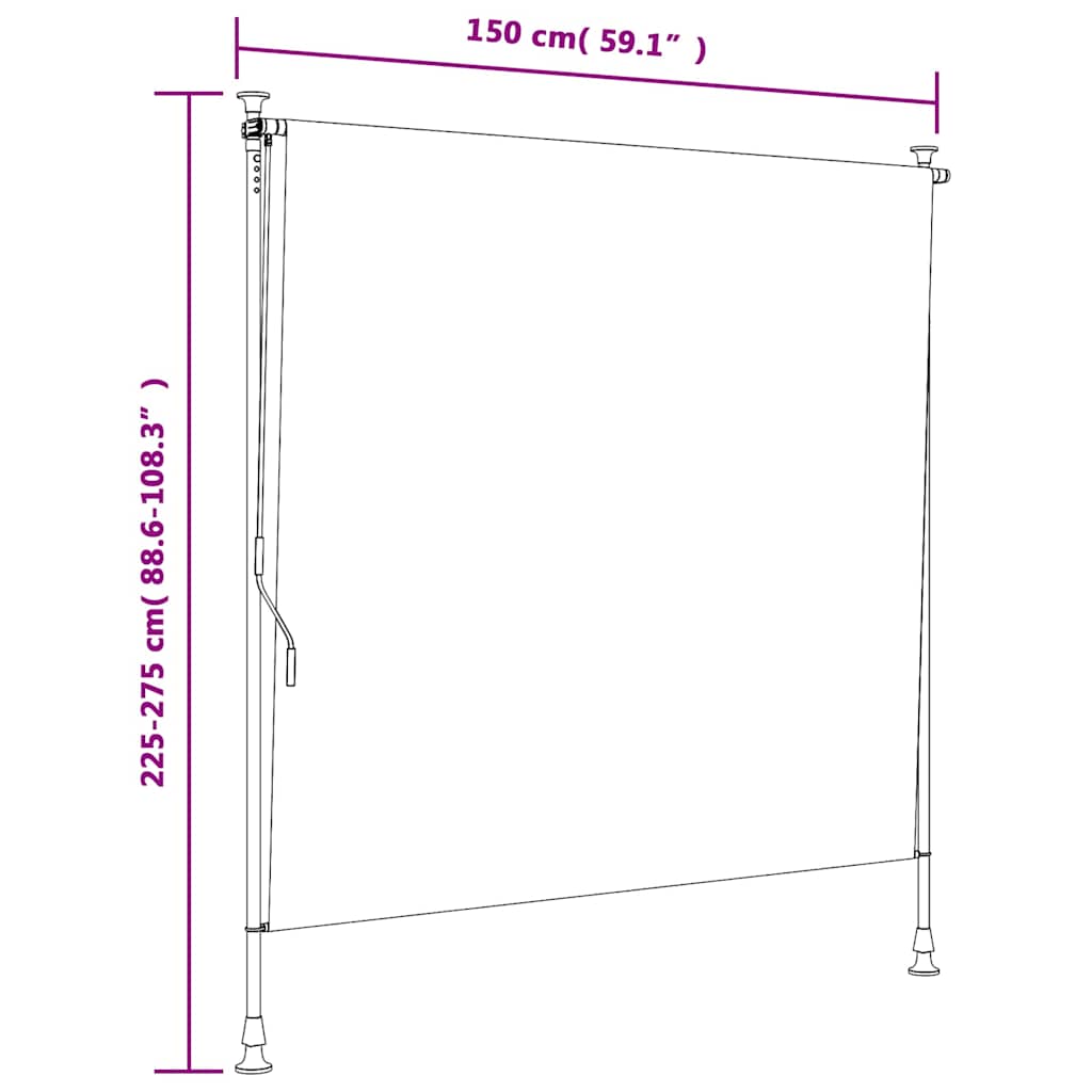 Outdoor Roller Blind Orange and White 150x270 cm Fabric&Steel